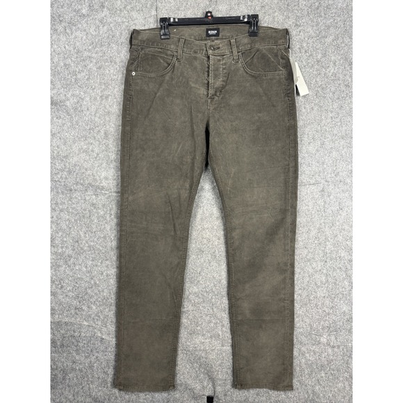 Hudson Blake Jeans Mens 36 Olive Green Slim Straight Corduroy Pants Button Fly